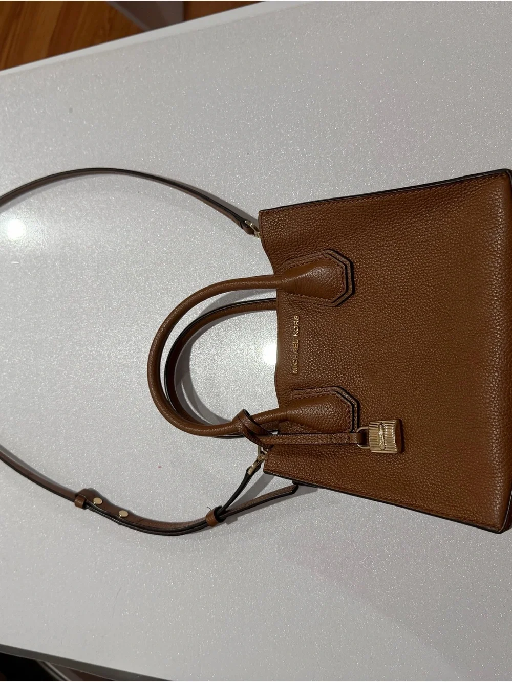 Michael Kors Chestnut Brown Pebbled Leather Satchel